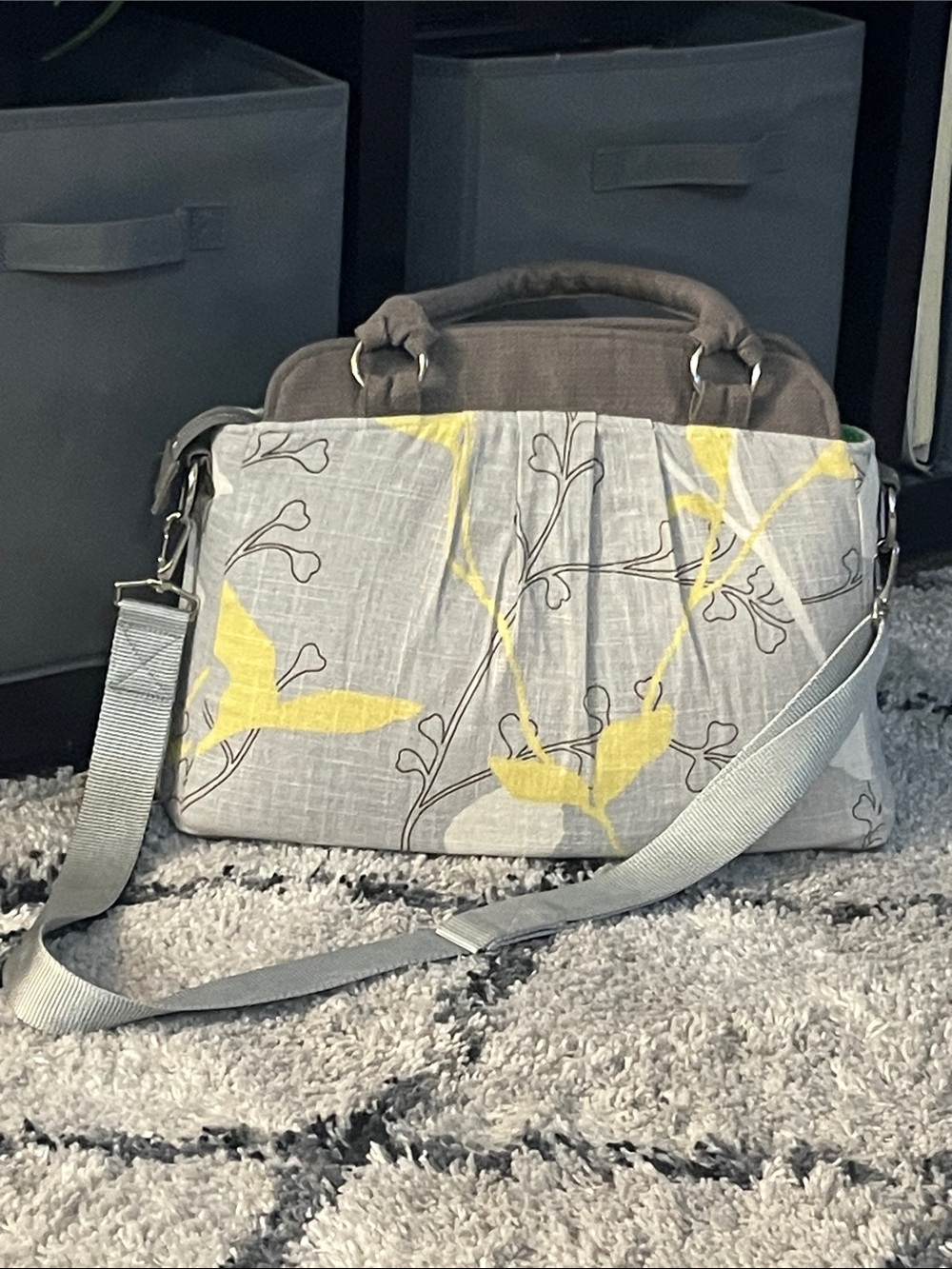 Ketti Floral Camera Bag DSLR SLR Gray Yellow Padded Shoulder Satche